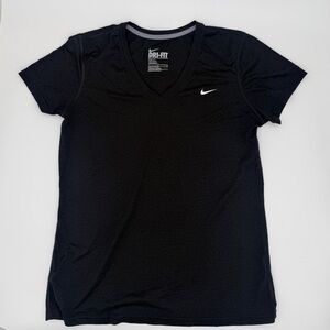 Nike Charcoal Dri-FIT V-Neck Tee Womens Size Large Athletic Sport Workout